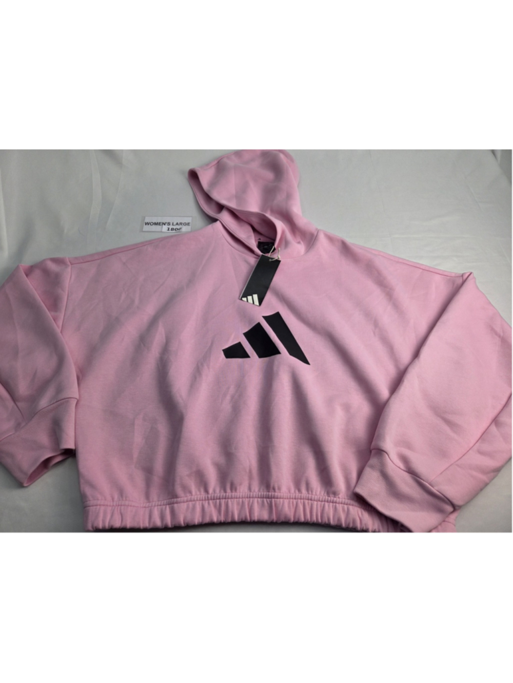 Adidas Women’s Oversized Pink Pullover Hoodie Large NWT Big Logo #1800
